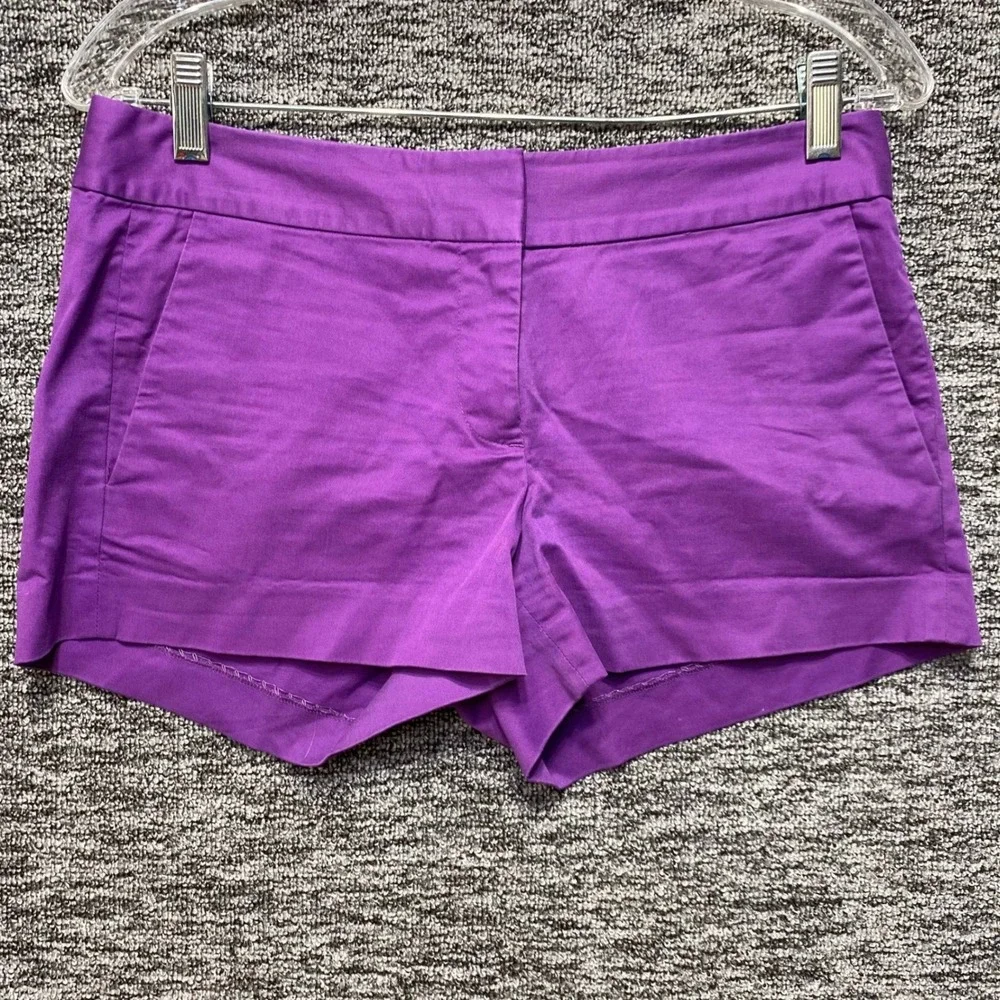 J Crew Chino Shorts Womens 2 Purple Stretch Cotton Casual Summer Preppy